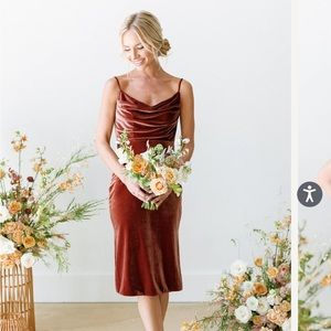 Revelry Skye Velvet Midi Dress in Rust - Size 6